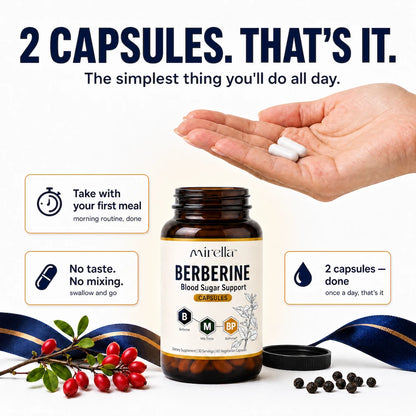 Taking Berberine Balance is simple: two capsules daily with your first meal