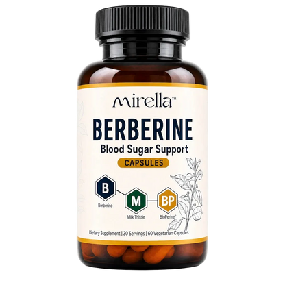 Mirella Berberine Balance capsules bottle, blood sugar support supplement for women
