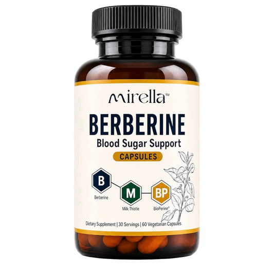 Mirella Berberine Balance capsules bottle, blood sugar support supplement for women