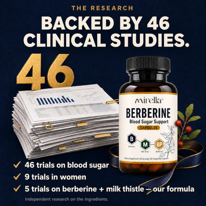 Berberine backed by 46 clinical studies, including 5 trials on berberine with milk thistle